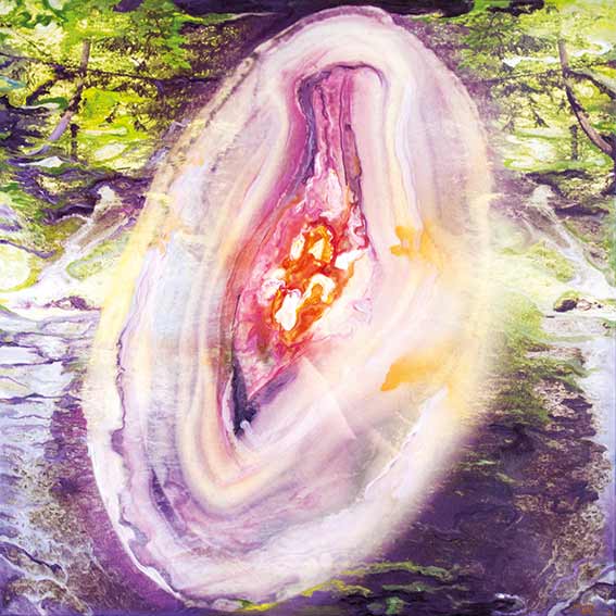 Bildtitel: „01.Melchizedek“ Acryldruck und Ölmalerei auf Leinwand aus der Bilderserie „108 Lichtperlen“ von Mirja Lang