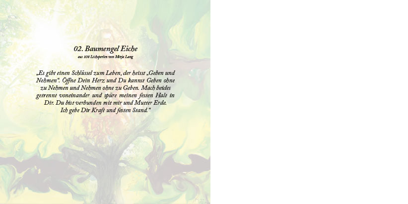 Bildtitel: „02.Baumengel Eiche“ Kunstdruck als Geschenkkarte auf hochwertigem Papierkarton aus der Bilderserie „108 Lichtperlen“ von Mirja Lang