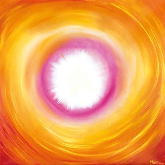 Bildtitel: „08. Sonne“ Kunstdruck auf Leinwand aus der Bilderserie „108 Lichtperlen“ von Mirja Lang
