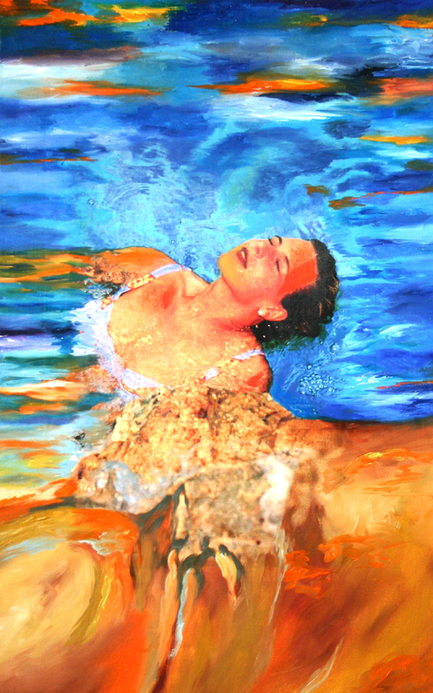 Bildtitel: „an der Oberfläche“ Kunstdruck auf Leinwand aus der Bilderserie „Be-SINN-lich“ von Mirja Lang
