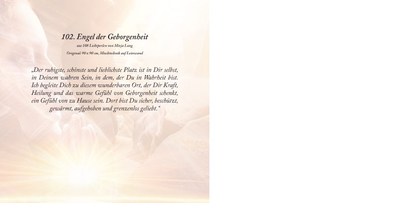Bildtitel: „102.Engel der Geborgenheit“ Kunstdruck als Geschenkkarte auf hochwertigem Papierkarton aus der Bilderserie „108 Lichtperlen“ von Mirja Lang
