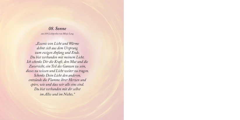 Bildtitel: „08.Sonne“ Kunstdruck als Geschenkkarte auf hochwertigem Papierkarton aus der Bilderserie „108 Lichtperlen“ von Mirja Lang