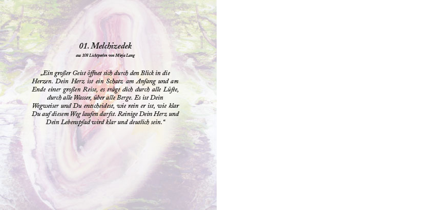 Bildtitel: „01.Melchizedek“ Kunstdruck als Geschenkkarte auf hochwertigem Papierkarton aus der Bilderserie „108 Lichtperlen“ von Mirja Lang