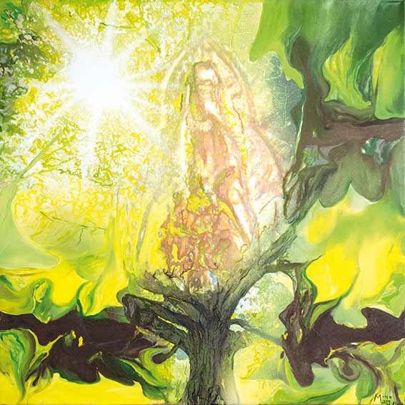 Bildtitel: „02. Baumengel Eiche“ Kunstdruck auf Leinwand aus der Bilderserie „108 Lichtperlen“ von Mirja Lang
