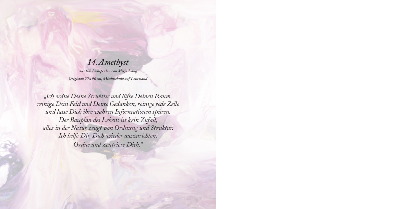 Bildtitel: „14 Amethyst“ Kunstdruck als Geschenkkarte auf hochwertigem Papierkarton aus der Bilderserie „108 Lichtperlen“ von Mirja Lang