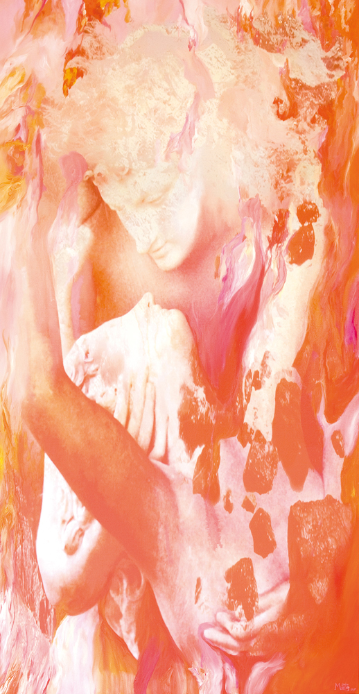 Bildtitel: „Und das Leben liebt mich“ Acryldruck und Ölmalerei auf Leinwand aus der Bilderserie „Lichtblicke“ von Mirja Lang