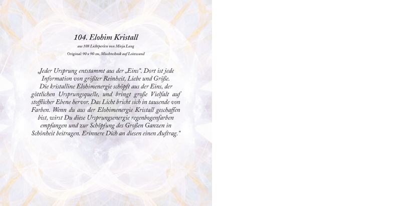 Bildtitel: „104.Elohim Kristall“ Kunstdruck als Geschenkkarte auf hochwertigem Papierkarton aus der Bilderserie „108 Lichtperlen“ von Mirja Lang
